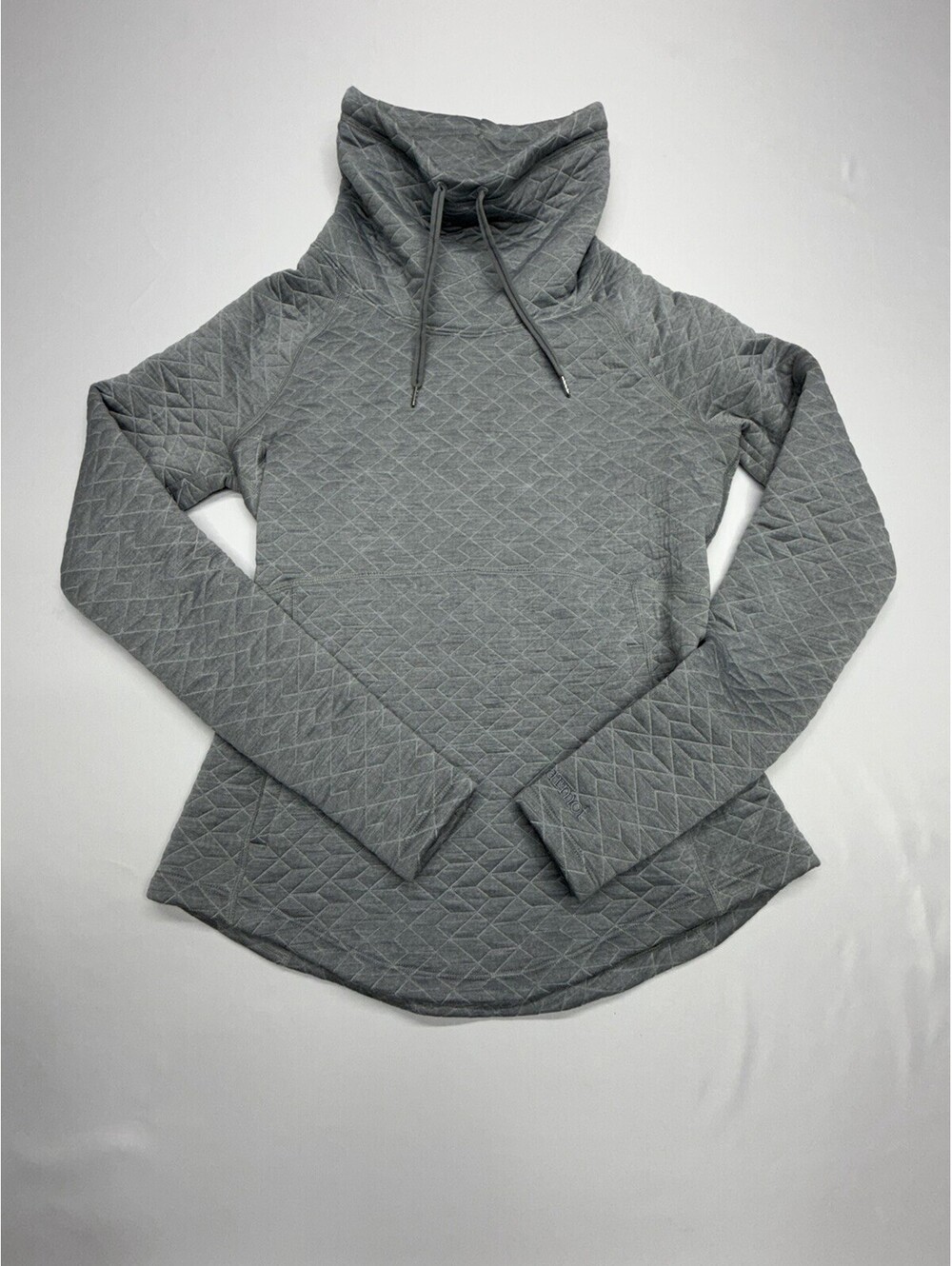 Marmot Women's Gray Quilted Pullover Activewear Top High Neck Thumbholes Size XS